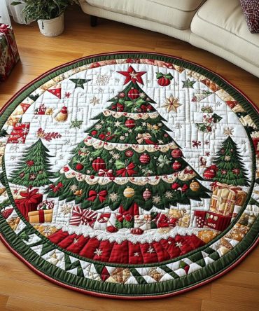 Evergreen Festivity Quilted Round Mat