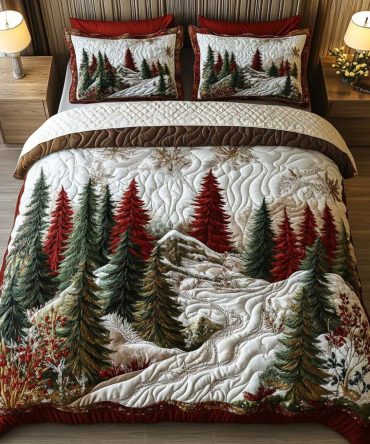Evergreen Forest 3-Piece Quilted Bedding Set
