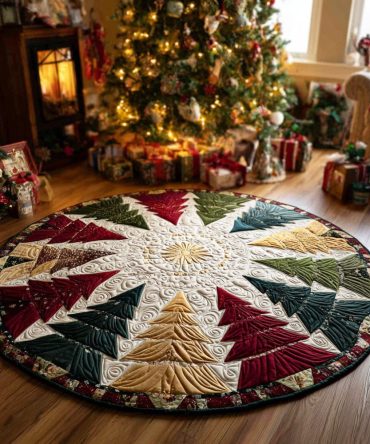 Evergreen Star Quilted Round Mat