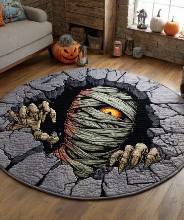 Evil Mummy Quilted Round Mat