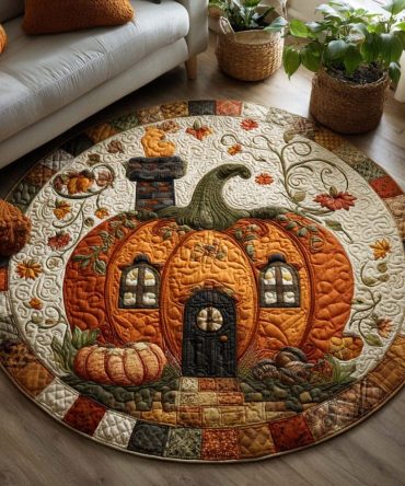 Fall Harvest Path Quilted Round Mat
