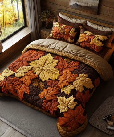 Falling Leaves 3-Piece Quilted Bedding Set