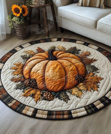 Falls Pumpkin Glow Quilted Round Mat