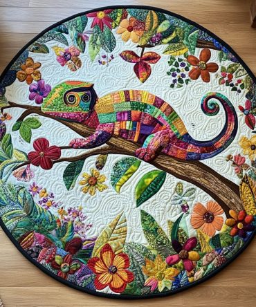 Fantasy Chameleon Quilted Round Mat