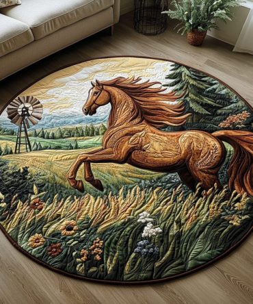 Farm Horse Quilted Round Mat