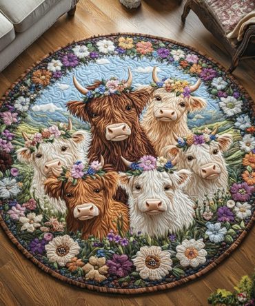 Farmhouse Floral Quilted Round Mat