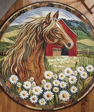 Farmyard Horse Quilted Round Mat