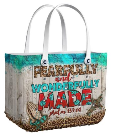 Stylish 'Fearfully And Wonderfully Made' Tote Bag - Psalm 139:14 Inspirational Design