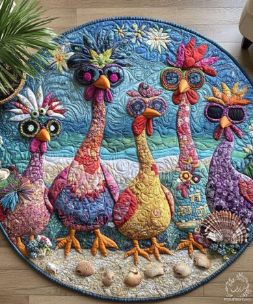 Feather Fest Quilted Round Mat