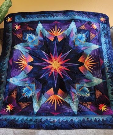 Feathered Night Sky Quilted Blanket