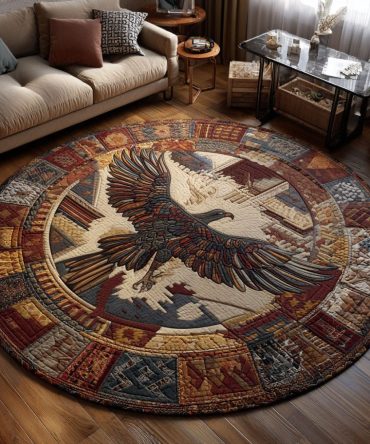 Feathered Balance Quilted Round Mat
