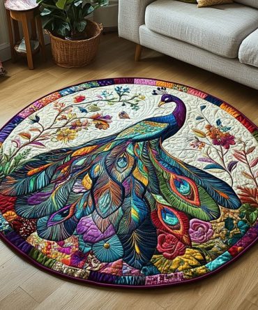 Feathered Elegance Quilted Round Mat