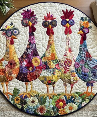 Feathered Frolic Quilted Round Mat
