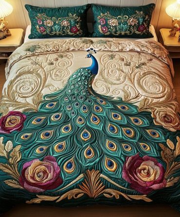 Feathered Jewel 3-Piece Quilted Bedding Set