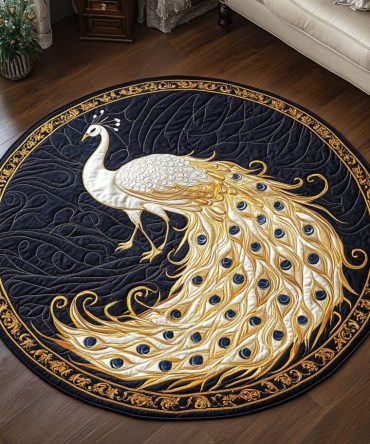 Feathered Jewel Quilted Round Mat