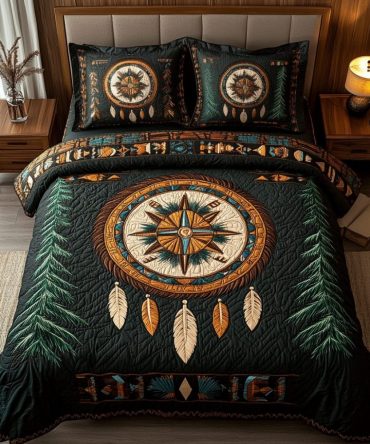 Feathered Pathways 3-Piece Quilted Bedding Set