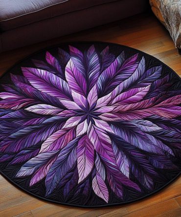 Feathered Twilight Quilted Round Mat