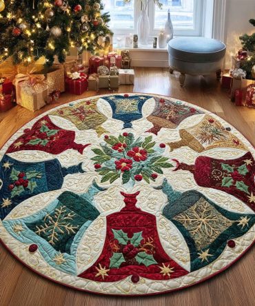 Festive Bells Quilted Round Mat