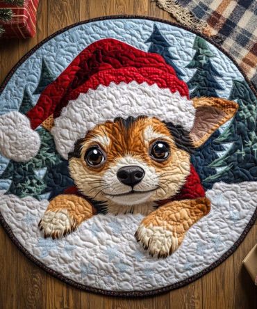 Festive Chihuahua Puppy Quilted Round Mat