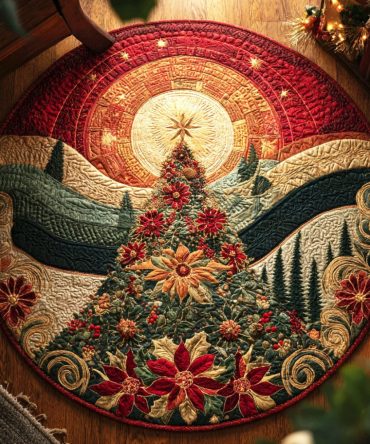 Festive Glow Tree Quilted Round Mat