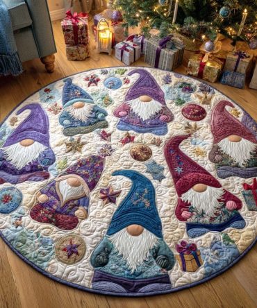 Festive Gnome Quilted Round Mat