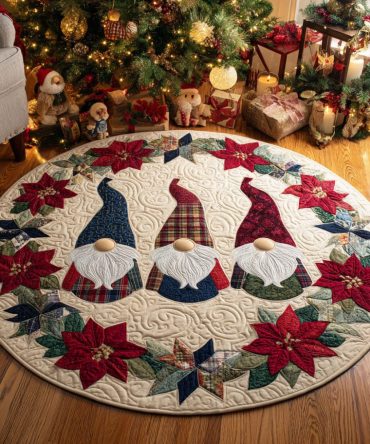 Festive Gnomes Quilted Round Mat