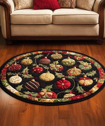 Festive Ornaments Quilted Round Mat