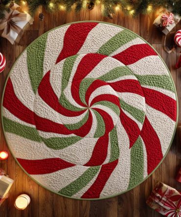 Festive Pinwheel Quilted Round Mat