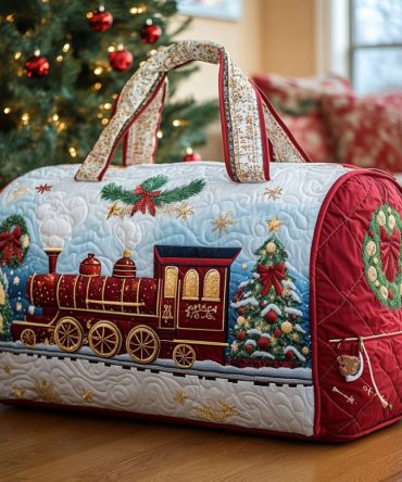 Festive Rails Quilted Duffle Bag