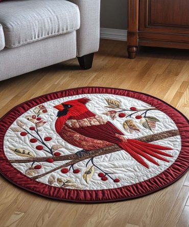 Festive Scarlet Circle Quilted Round Mat