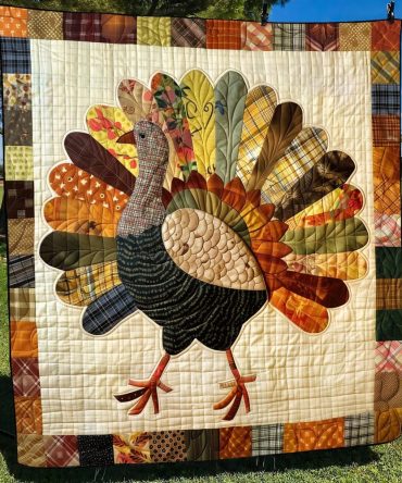 Festive Turkey Quilted Blanket