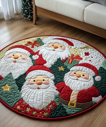 Festive Whiskers Quilted Round Mat