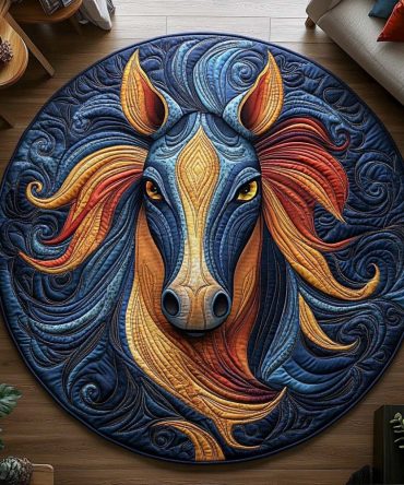 Fiery Mustang Quilted Round Mat