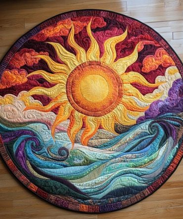 Fiery Sunset Quilted Round Mat