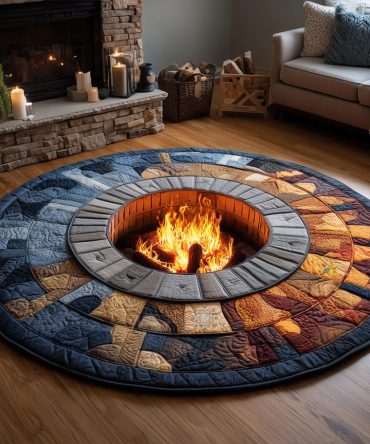 Fireside Tales Quilted Round Mat