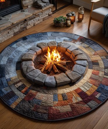 Fireside Warmth Quilted Round Mat