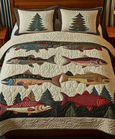 Fishing Dreams 3-Piece Quilted Bedding Set