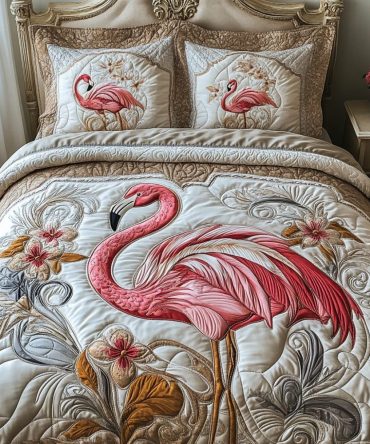 Flamingo Dreams 3-Piece Quilted Bedding Set