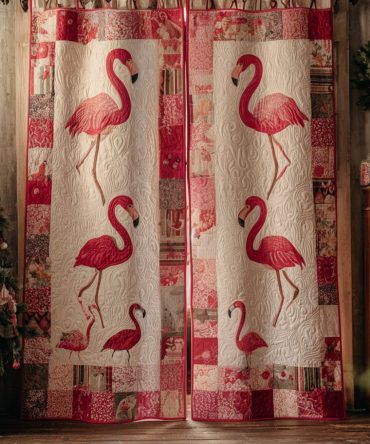 Flamingo Drift Quilted Curtains