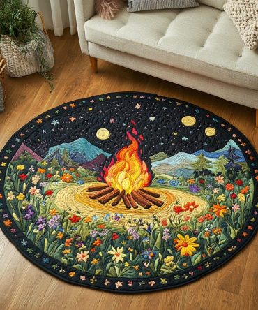 Flickering Flames Quilted Round Mat