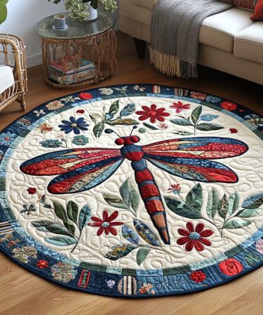 Flight Of Fantasy Quilted Round Mat