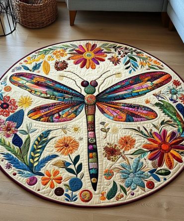 Flight Of Whimsy Quilted Round Mat