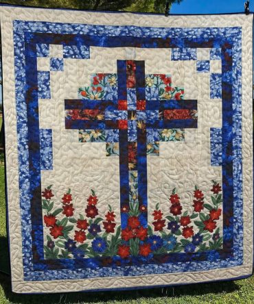 Floral Cross Quilted Blanket