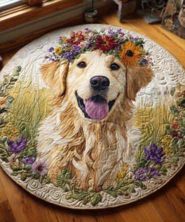 Floral Crown Quilted Round Mat