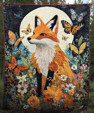 Floral Fox Quilted Blanket