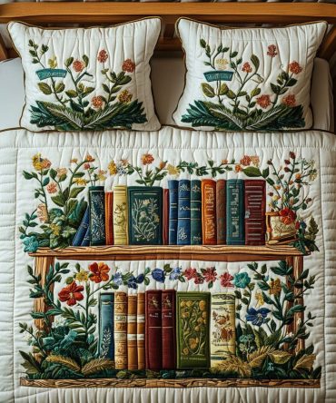 Floral Literature Bliss 3-Piece Quilted Bedding Set