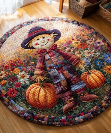 Floral Scarecrow Quilted Round Mat