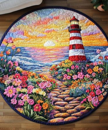 Floral Shore Quilted Round Mat