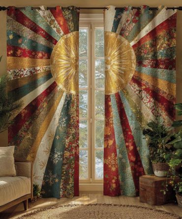 Floral Sunburst Glow Quilted Curtains