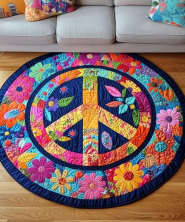 Floral Wheel Quilted Round Mat